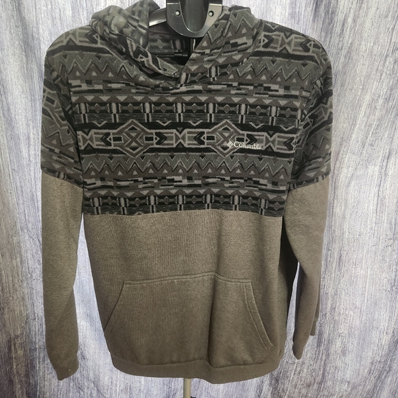 Columbia Gray‎ Trek Tribal Fleece Printed Hoodie Size Medium - Picture 1 of 7